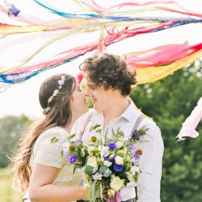 Romantic handfasting elopement ceremony